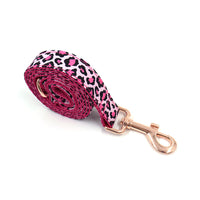 HKM-4145085 Leopard Print and Rose Gold Pet Collar and Leash Set for Dogs