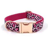 HKM-4145085 Leopard Print and Rose Gold Pet Collar and Leash Set for Dogs