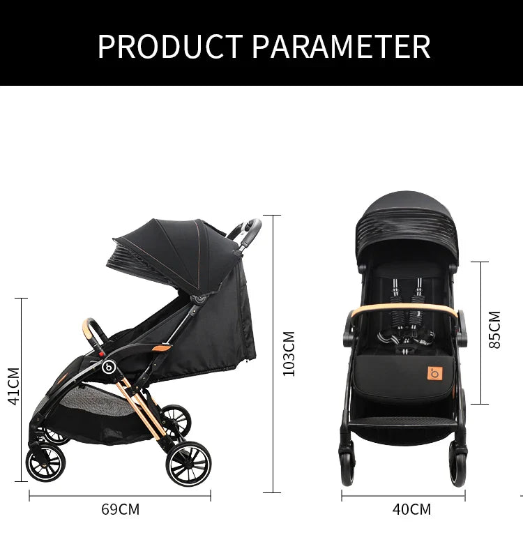 HKM-414611 Luxury Convertible High Landscape 3-in-1 Baby Stroller with Auto Folding Features