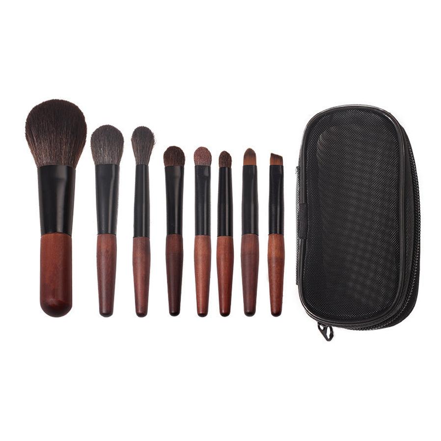 HKM-414803 Mini Portable Makeup Brush Set with Horse Hair and Wooden Handle for Travel
