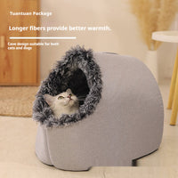 HKM-4149309 Thickened Insulated Enclosed Cat Bed in Various Colors and Sizes