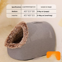 HKM-4149309 Thickened Insulated Enclosed Cat Bed in Various Colors and Sizes