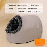 HKM-4149309 Thickened Insulated Enclosed Cat Bed in Various Colors and Sizes