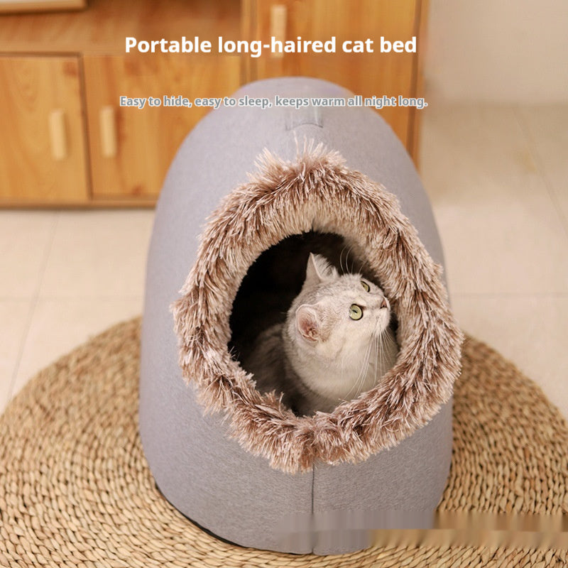 HKM-4149309 Thickened Insulated Enclosed Cat Bed in Various Colors and Sizes