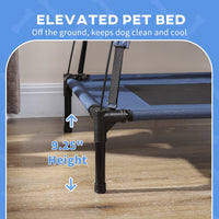 HKM-4149693 Elevated 48" x 36" Dog Cot with Canopy Shade & UV Protection, Dark Blue