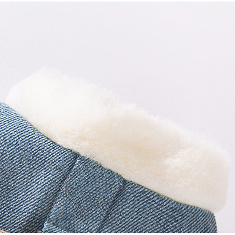HKM-4149821 Three-Dimensional Bear Denim Vest for Dogs and Cats, Warm Cotton Coat for Autumn and Winter