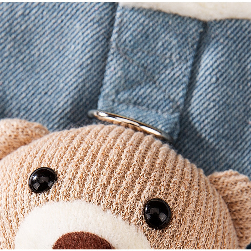 HKM-4149821 Three-Dimensional Bear Denim Vest for Dogs and Cats, Warm Cotton Coat for Autumn and Winter