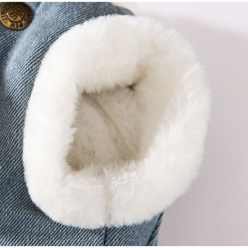 HKM-4149821 Three-Dimensional Bear Denim Vest for Dogs and Cats, Warm Cotton Coat for Autumn and Winter