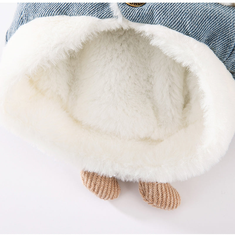 HKM-4149821 Three-Dimensional Bear Denim Vest for Dogs and Cats, Warm Cotton Coat for Autumn and Winter
