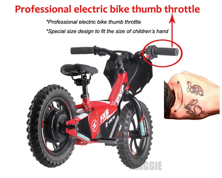 HKM-414995 Electric Balance Bike for Kids, 12 Inch, 36V 2.5AH, Suitable for Ages 3-8, Aluminum Frame, Disc Brake, 2 Speed Options
