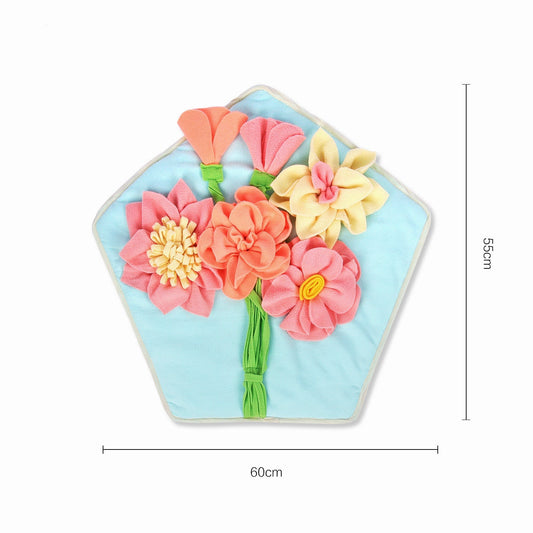 HKM-4151869 Pentagonal Pet Sniffing Mat for Indoor Play, Non-Slip Polar Fleece Design, Washable and Durable, 55cm x 60cm