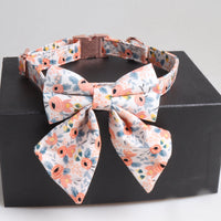 HKM-4153021 Fashionable Cotton Print Bow Collar for Dogs - Orange and Blue Options