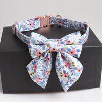 HKM-4153021 Fashionable Cotton Print Bow Collar for Dogs - Orange and Blue Options