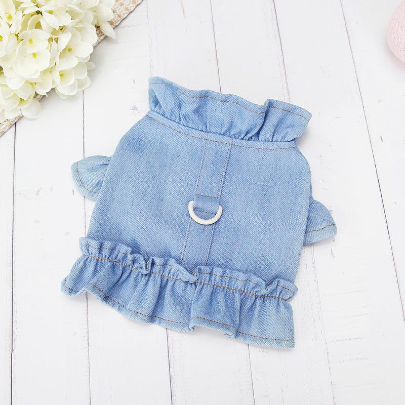 HKM-4153405 Casual Cotton Vest for Dogs - Denim Chest and Back, Available in Dark Blue and Light Blue, Sizes S to XXL