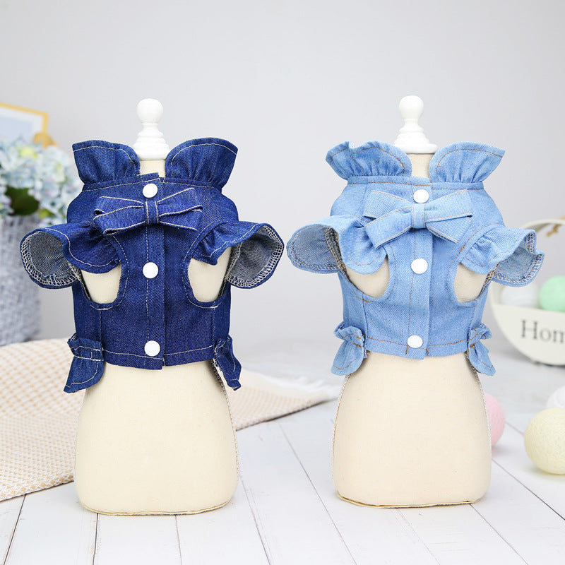 HKM-4153405 Casual Cotton Vest for Dogs - Denim Chest and Back, Available in Dark Blue and Light Blue, Sizes S to XXL