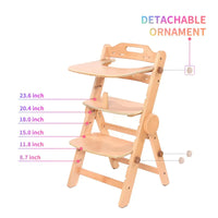 HKM-415443 Adjustable Wooden High Chair for Children - Folding Dining Chair