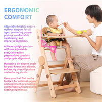 HKM-415443 Adjustable Wooden High Chair for Children - Folding Dining Chair