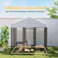 HKM-4154685 Large Outdoor Dog Kennel with Roof, Escape-proof Lock, Waterproof & UV-Resistant Cover, 6' x 6' x 6'