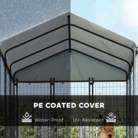 HKM-4154685 Large Outdoor Dog Kennel with Roof, Escape-proof Lock, Waterproof & UV-Resistant Cover, 6' x 6' x 6'