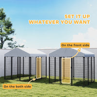 HKM-4154685 Large Outdoor Dog Kennel with Roof, Escape-proof Lock, Waterproof & UV-Resistant Cover, 6' x 6' x 6'