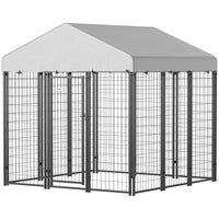 HKM-4154685 Large Outdoor Dog Kennel with Roof, Escape-proof Lock, Waterproof & UV-Resistant Cover, 6' x 6' x 6'