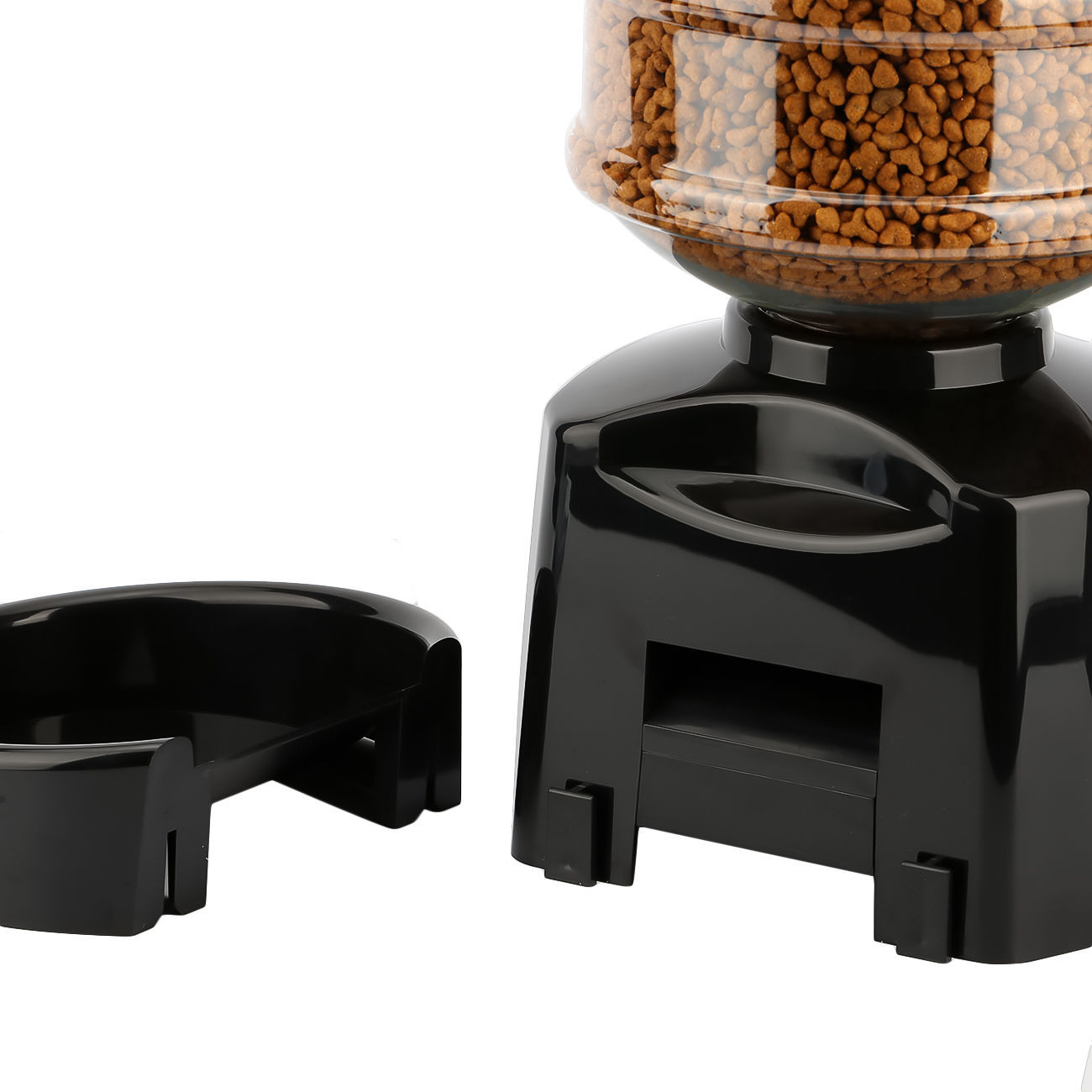 HKM-4154813 Automatic Pet Food Dispenser with Timing Function, 5.5L Capacity, Plastic Feed Container in Black and Red