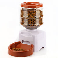 HKM-4154813 Automatic Pet Food Dispenser with Timing Function, 5.5L Capacity, Plastic Feed Container in Black and Red