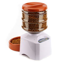 HKM-4154813 Automatic Pet Food Dispenser with Timing Function, 5.5L Capacity, Plastic Feed Container in Black and Red