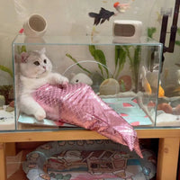 HKM-4155069 Pink Mermaid Tail Fishtail Cat Costume - Available in Sizes S, M, L, Made of Polyester, Japanese and Korean Style