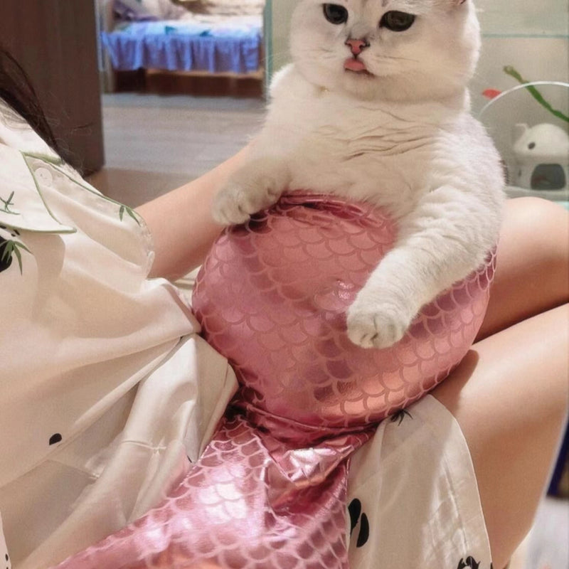 HKM-4155069 Pink Mermaid Tail Fishtail Cat Costume - Available in Sizes S, M, L, Made of Polyester, Japanese and Korean Style