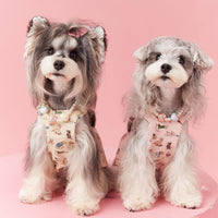 HKM-4155581 Denim Suspender Skirt for Small Dogs in Beige and Pink - Cotton Casual Pet Clothing