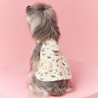 HKM-4155581 Denim Suspender Skirt for Small Dogs in Beige and Pink - Cotton Casual Pet Clothing