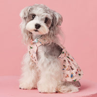 HKM-4155581 Denim Suspender Skirt for Small Dogs in Beige and Pink - Cotton Casual Pet Clothing