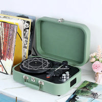 HKM-415571 Bluetooth Vinyl Record Player with PU Leather Elliptic Design Suitcase