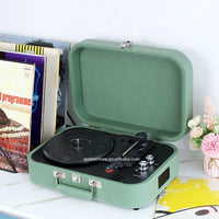 HKM-415571 Bluetooth Vinyl Record Player with PU Leather Elliptic Design Suitcase