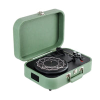 HKM-415571 Bluetooth Vinyl Record Player with PU Leather Elliptic Design Suitcase