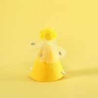 HKM-4155837 Rhinestone Two-Piece Cat Outfit with Bib and Hat - Available in Pink, Blue, and Yellow
