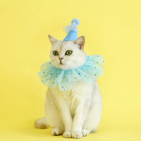 HKM-4155837 Rhinestone Two-Piece Cat Outfit with Bib and Hat - Available in Pink, Blue, and Yellow