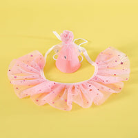 HKM-4155837 Rhinestone Two-Piece Cat Outfit with Bib and Hat - Available in Pink, Blue, and Yellow
