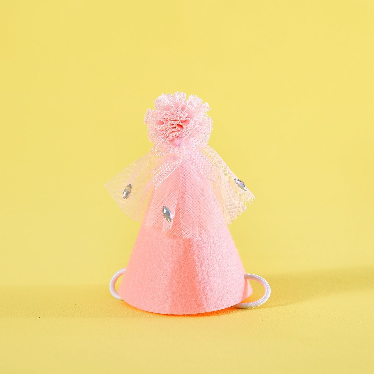 HKM-4155837 Rhinestone Two-Piece Cat Outfit with Bib and Hat - Available in Pink, Blue, and Yellow