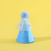 HKM-4155837 Rhinestone Two-Piece Cat Outfit with Bib and Hat - Available in Pink, Blue, and Yellow