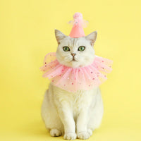 HKM-4155837 Rhinestone Two-Piece Cat Outfit with Bib and Hat - Available in Pink, Blue, and Yellow