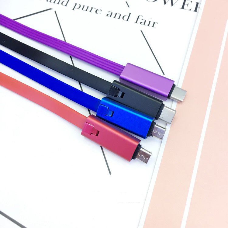 HKM-415635 Renewable Data Line USB Charging Cable - 1.5M Length - TPE Material with Aluminum Alloy Shell - Available in Black, Blue, Purple, and Red
