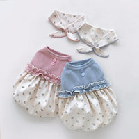 HKM-4156605 Floral Velvet Bubble Skirt Vest with Matching Scarf for Pets
