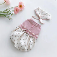 HKM-4156605 Floral Velvet Bubble Skirt Vest with Matching Scarf for Pets