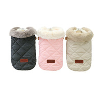 HKM-4157373 Cozy Cotton-Padded Jacket for Pets in Pink, Dark Green, and Beige