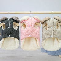 HKM-4157373 Cozy Cotton-Padded Jacket for Pets in Pink, Dark Green, and Beige