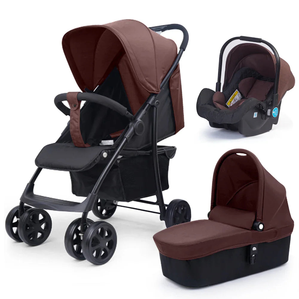 HKM-415763 3 in 1 Foldable Baby Stroller with Removable Car Seat and Baby Pushchair Carriage