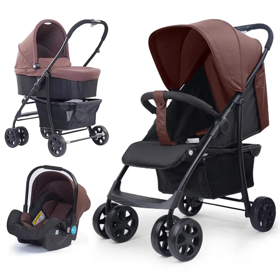 HKM-415763 3 in 1 Foldable Baby Stroller with Removable Car Seat and Baby Pushchair Carriage