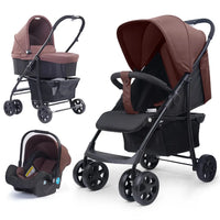 HKM-415763 3 in 1 Foldable Baby Stroller with Removable Car Seat and Baby Pushchair Carriage